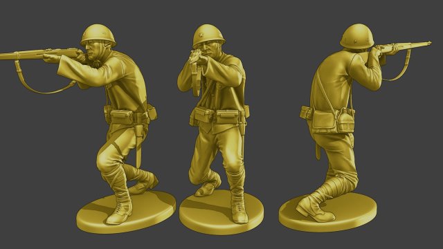 Japanese soldier ww2 Shoot SCrouch J2 3D Print Model .c4d .max .obj .3ds .fbx .stl .blend 