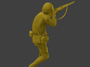 Japanese soldier ww2 Shoot SCrouch J2 3D Print Model