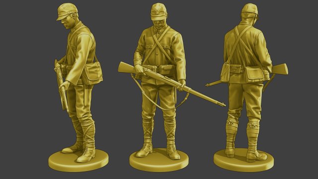 Japanese soldier ww2 Stand J2 3D Print Model .c4d .max .obj .3ds .fbx .stl .blend 