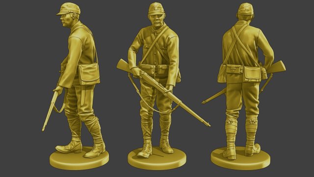 Japanese soldier ww2 Walk J2 3Dプリントモデル .c4d .max .obj .3ds .fbx .stl .blend 