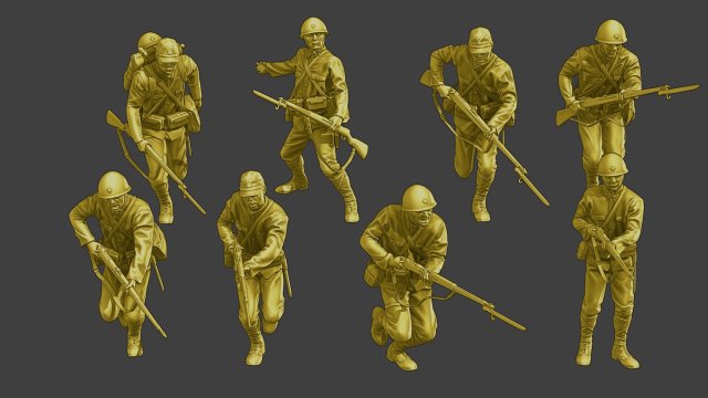 Japanese soldiers ww2 J2 Pack1 Model do druku 3D .c4d .max .obj .3ds .fbx .stl .blend 