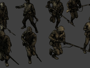Japanese soldiers ww2 J2 Pack1 Model do druku 3D