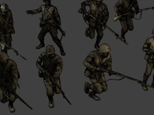 Japanese soldiers ww2 J2 Pack1 3D Print Model