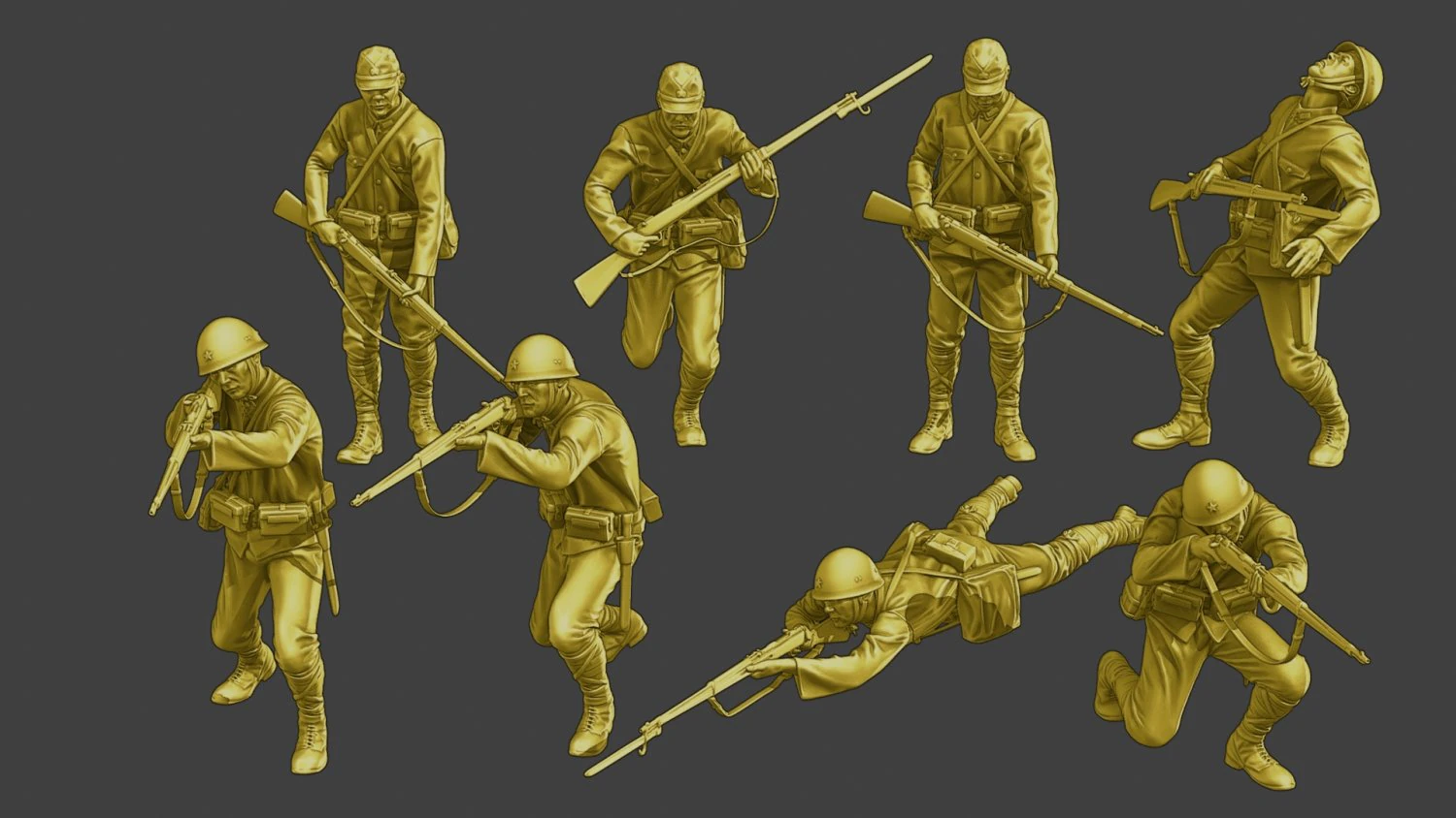Japanese soldiers ww2 J2 Pack2 3D Print Model .c4d .max .obj .3ds .fbx .stl .blend 