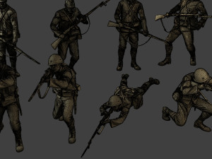 Japanese soldiers ww2 J2 Pack2 3Dプリントモデル