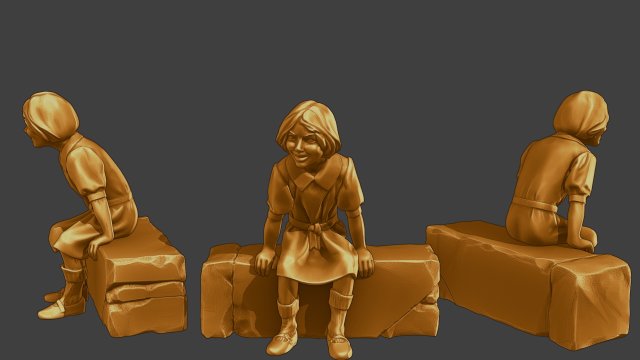 Ww2 Casual Girl CG1 009 3D Baskı Modeli .c4d .max .obj .3ds .fbx .stl .blend