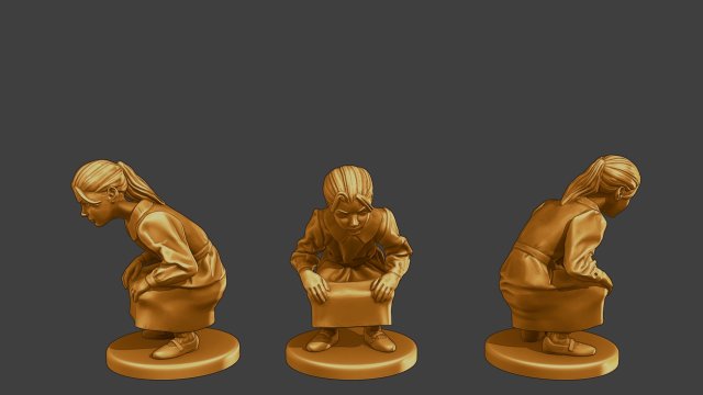 Ww2 Casual Girl CG1 010 3D Принт Модель .c4d .max .obj .3ds .fbx .stl .blend 