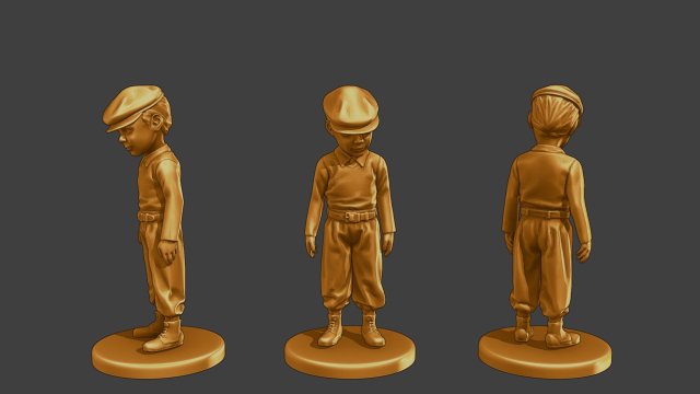 Ww2 Casual Little Boy CLB1 001 Modèles 3D en vedette .c4d .max .obj .3ds .fbx .stl .blend 