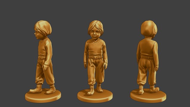 Ww2 Casual Little Boy CLB1 007 3D Print Model .c4d .max .obj .3ds .fbx .stl .blend 