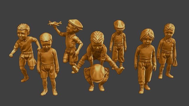 Ww2 Casual Little Boy CLB1 Pack 1 3D Print Model .c4d .max .obj .3ds .fbx .stl .blend 
