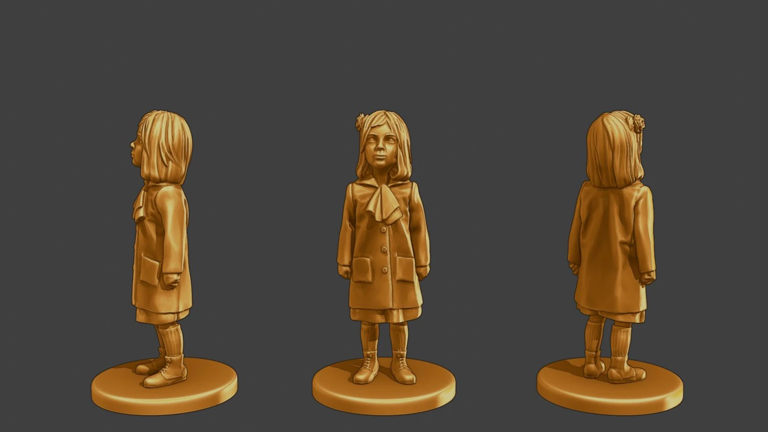 Ww2 Casual Little Girl CLG1 001 3D Print Model .c4d .max .obj .3ds .fbx .stl .blend 