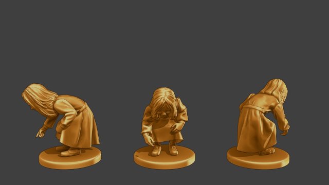 Ww2 Casual Little Girl CLG1 007 3D 打印模型 .c4d .max .obj .3ds .fbx .stl .blend 