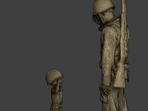American soldier ww2 Attention LB A15 3D Print Model