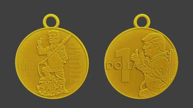 Donald Trump Coin Biohazard Modelo de Impressão 3D .c4d .max .obj .3ds .fbx .stl .blend 