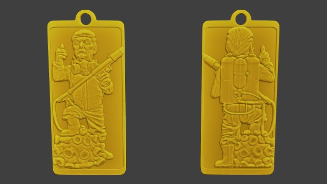 Donald trump Pin Biohazard Model do druku 3D .c4d .max .obj .3ds .fbx .stl .blend 