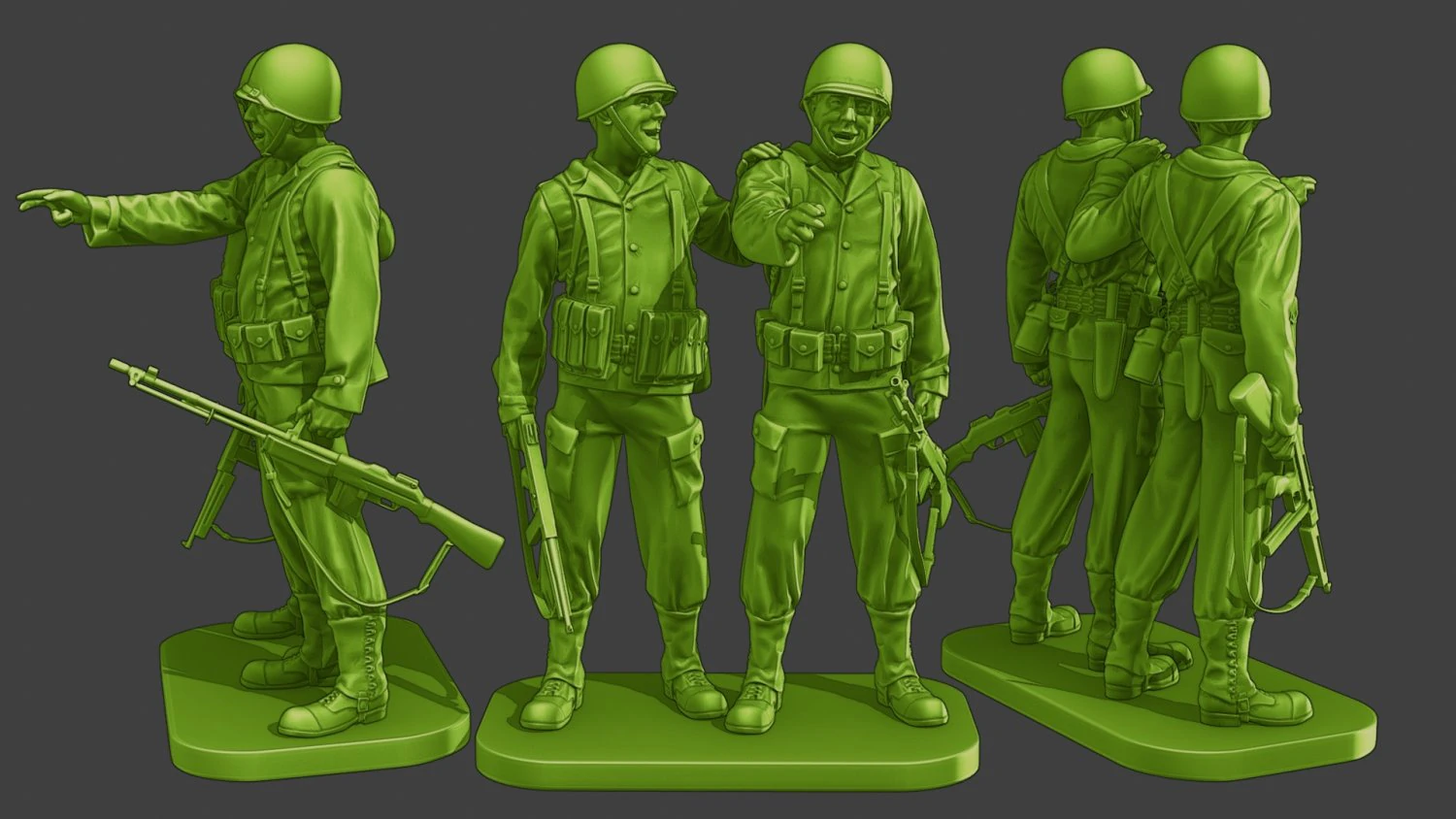 American soldiers ww2 laugh A15 3D Print Model .c4d .max .obj .3ds .fbx .stl .blend 