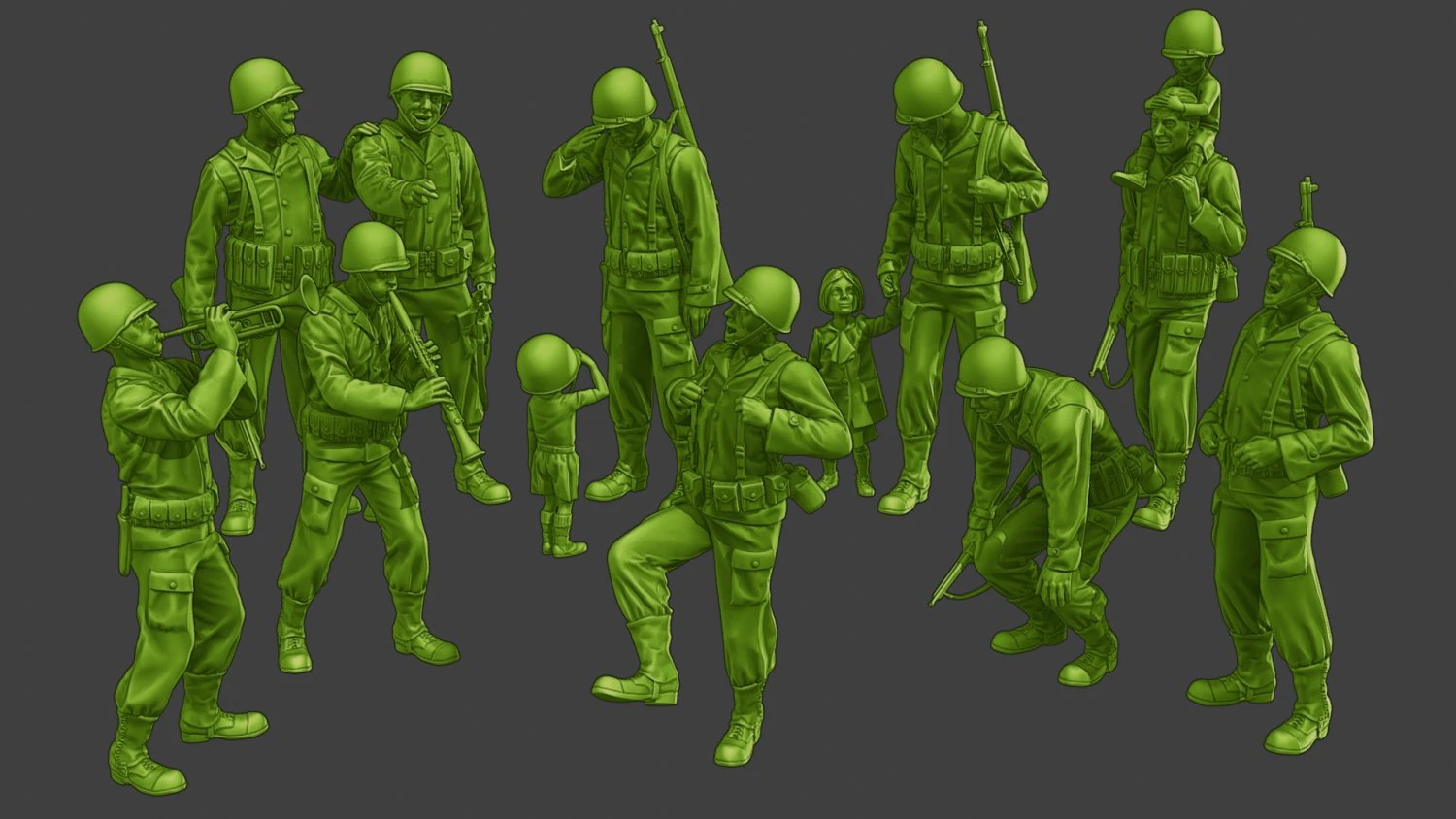 Soldados americanos ww2 A15 Pack1 Modelo de impresión 3D .c4d .max .obj .3ds .fbx .stl .blend 