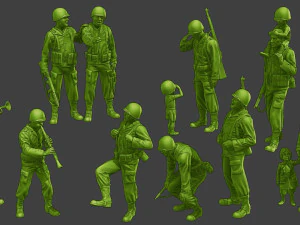 Soldados americanos ww2 A15 Pack1 Modelo de impresión 3D
