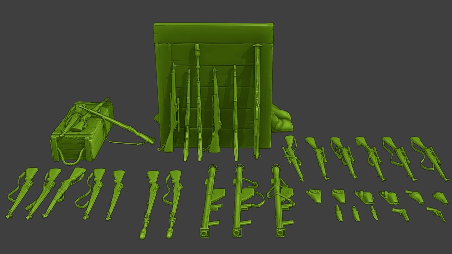 Ww2 US Items and Equipment Pack1 3D Print Model .c4d .max .obj .3ds .fbx .stl .blend