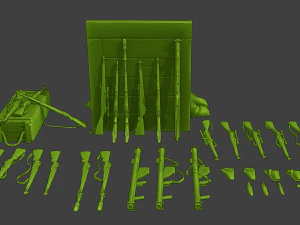 WW2 ABD &Ouml;ğeleri ve Ekipman Paketi1 3D Baskı Modeli
