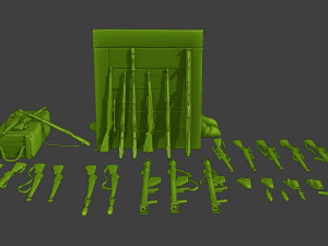 Ww2 US Items and Equipment Pack1 3D Baskı Modeli