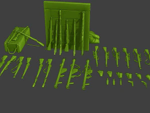 Ww2 US Items and Equipment Pack1 3D Print Model