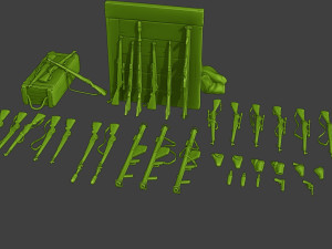 Ww2 US Items and Equipment Pack1 3D Baskı Modeli