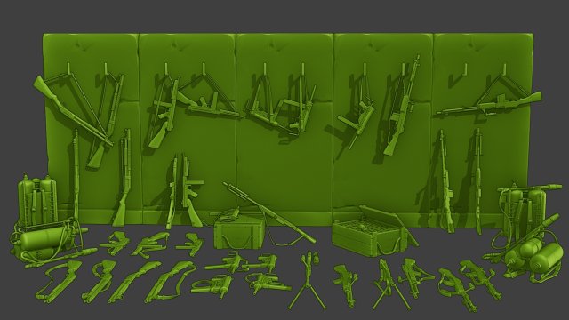 Ww2 US Items and Equipment Pack2 3D Принт Модель .c4d .max .obj .3ds .fbx .stl .blend 