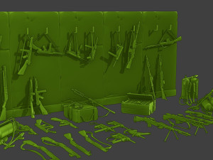 Ww2 US Items and Equipment Pack2 3D Принт Модель