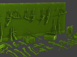 Ww2 US Items and Equipment Pack2 3D Принт Модель