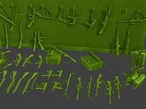 Ww2 US Items and Equipment Pack2 3D Принт Модель