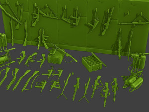 Ww2 US Items and Equipment Pack2 3D Принт Модель