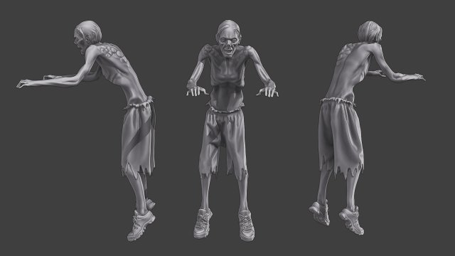 Casual Zombie CZ3 0003 3D Print Model .c4d .max .obj .3ds .fbx .stl .blend 