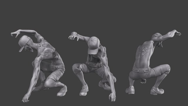 Casual Zombie CZ3 0008 Modelo de impresión 3D .c4d .max .obj .3ds .fbx .stl .blend 