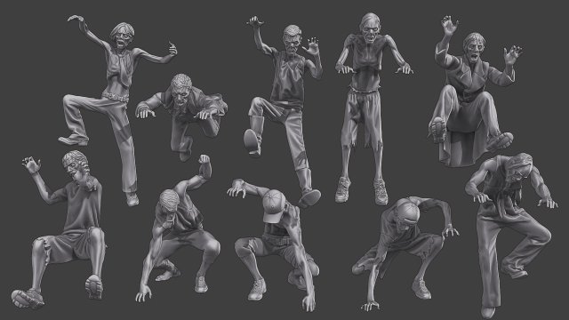 Casual Zombie CZ3 Pack 1 Modelo de impresión 3D .c4d .max .obj .3ds .fbx .stl .blend 
