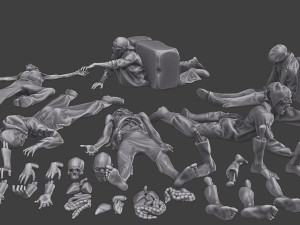 Zombie Crushed and Breaks Pack 1 3D Print Model