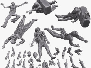Zombie Crushed and Breaks Pack 1 3D-Druckmodell