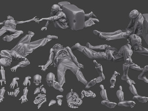 Zombie Crushed and Breaks Pack 1 3D-Druckmodell
