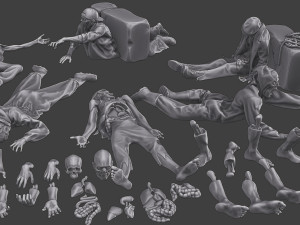 Zombie Crushed and Breaks Pack 1 3D-Druckmodell