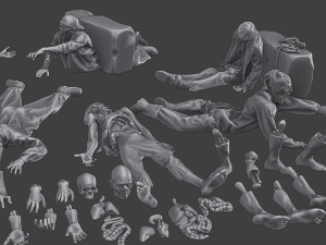 Zombie Crushed and Breaks Pack 1 3D-Druckmodell