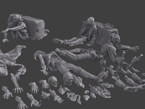 Zombie Crushed and Breaks Pack 1 3D-Druckmodell