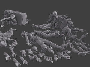 Zombie Crushed and Breaks Pack 1 3D-Druckmodell