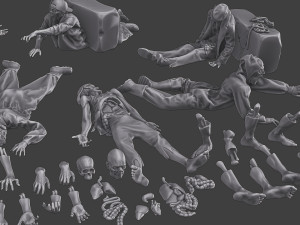 Zombie Crushed and Breaks Pack 1 3D-Druckmodell