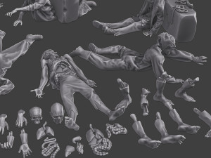 Zombie Crushed and Breaks Pack 1 3D-Druckmodell