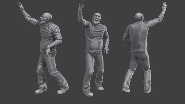 Casual Zombie CZ3 0015 3D Print Model .c4d .max .obj .3ds .fbx .stl .blend 