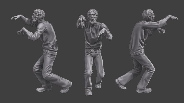 Casual Zombie CZ3 0016 Modelo de impresión 3D .c4d .max .obj .3ds .fbx .stl .blend 