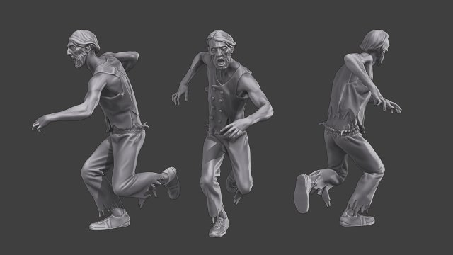 Casual Zombie CZ3 0019 3D 打印模型 .c4d .max .obj .3ds .fbx .stl .blend 