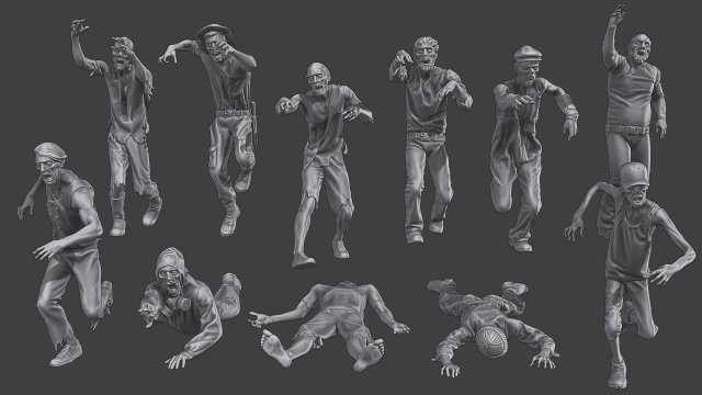 Casual Zombie CZ3 Pack 2 3D Baskı Modeli .c4d .max .obj .3ds .fbx .stl .blend 
