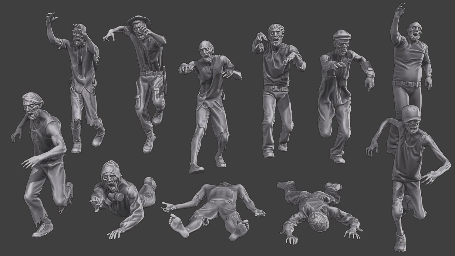 Casual Zombie CZ3 Pack 2 3D Print Model .c4d .max .obj .3ds .fbx .stl .blend
