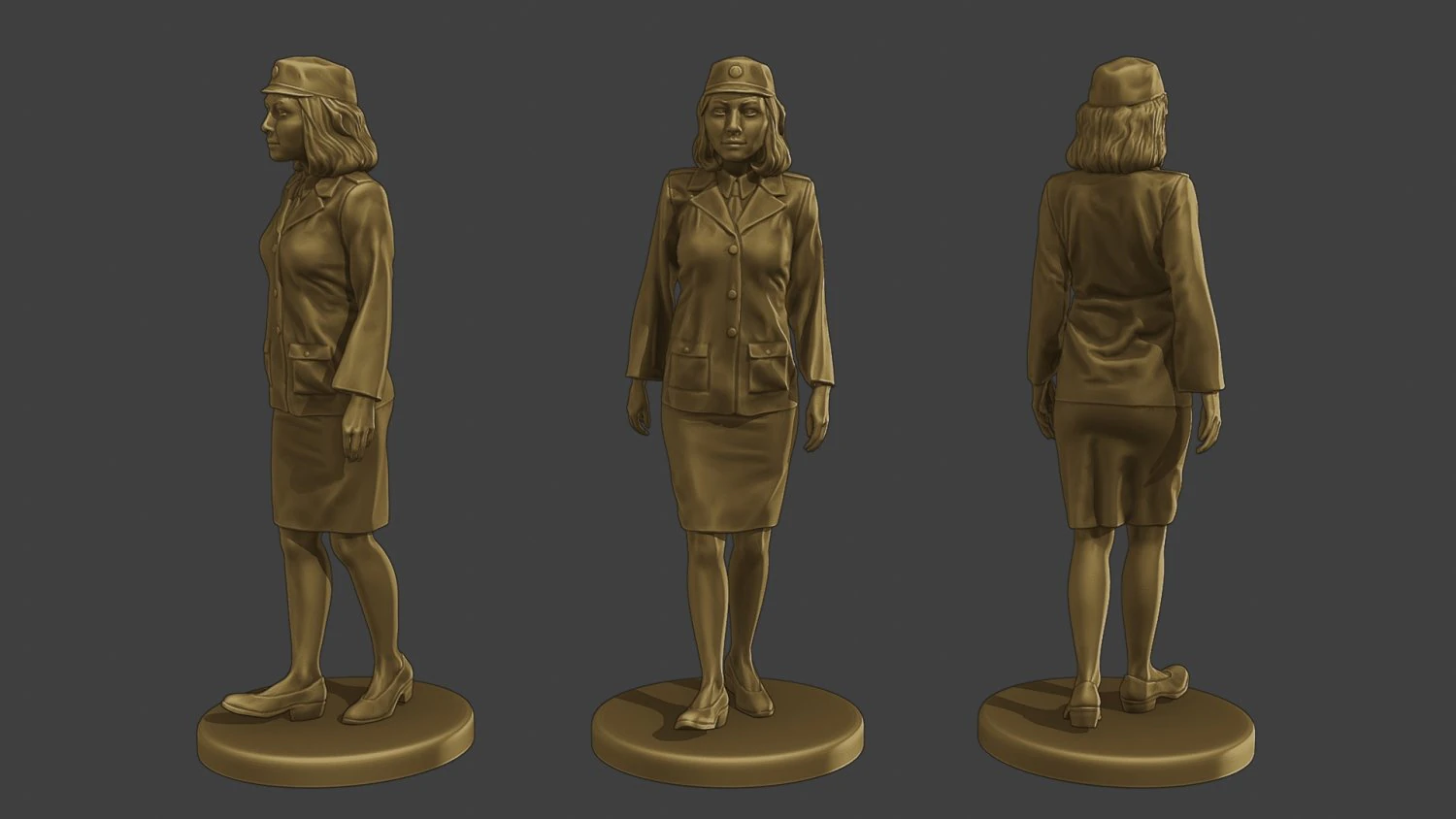 CzechoSlovak Female Communist Police FCCP1 2 3D Print Model .c4d .max .obj .3ds .fbx .stl .blend 